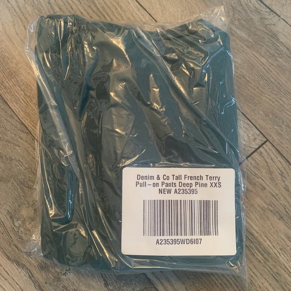 NWT DENIM & CO. ACTIVE FRENCH TERRY PULL-ON PANTS DEEP PINE XXS (TALL) - Picture 4 of 6